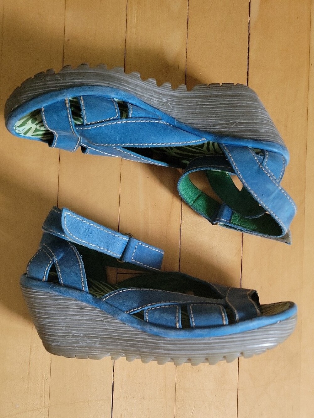 Fly London Blue Wrap Strap Wedge Sandals - 36 - Picture 6 of 9